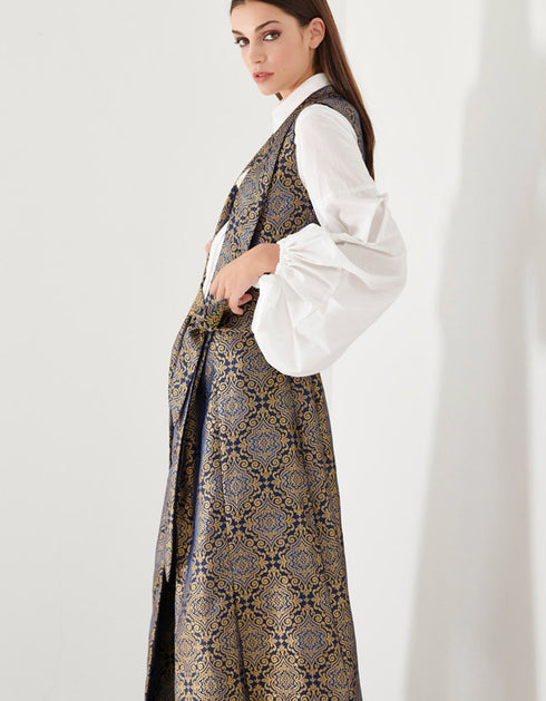 Ensemble Satiné Bleu foncé et doré