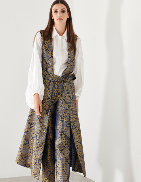 Ensemble Satiné Bleu foncé et doré