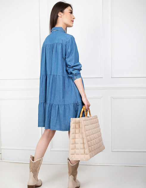 Mini-robe en denim Bleu