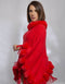 Poncho cape avec pompon fausse fourrure