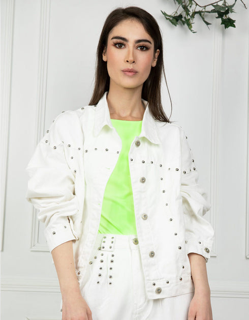 Veste courte en Denim blanche